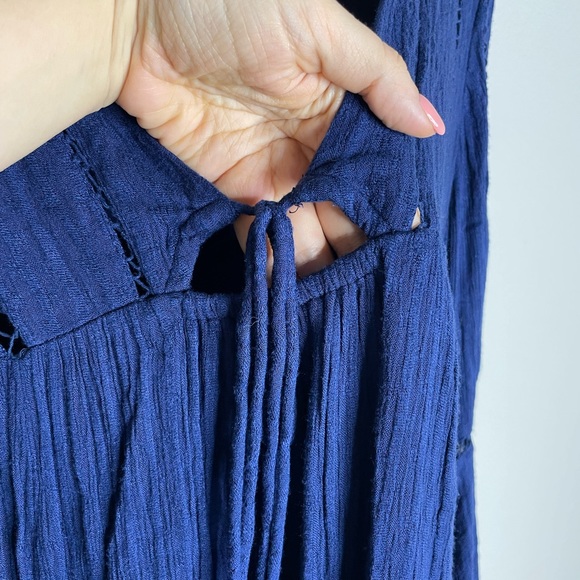 Free People Romeo Navy Blue Ladder Trim Mini Dress S - Picture 6 of 8